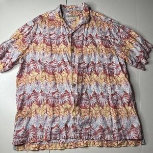 Tommy Bahama Shirt Mens Sz XL Red Blue Yellow Floral Camp Button Up Hawaiian